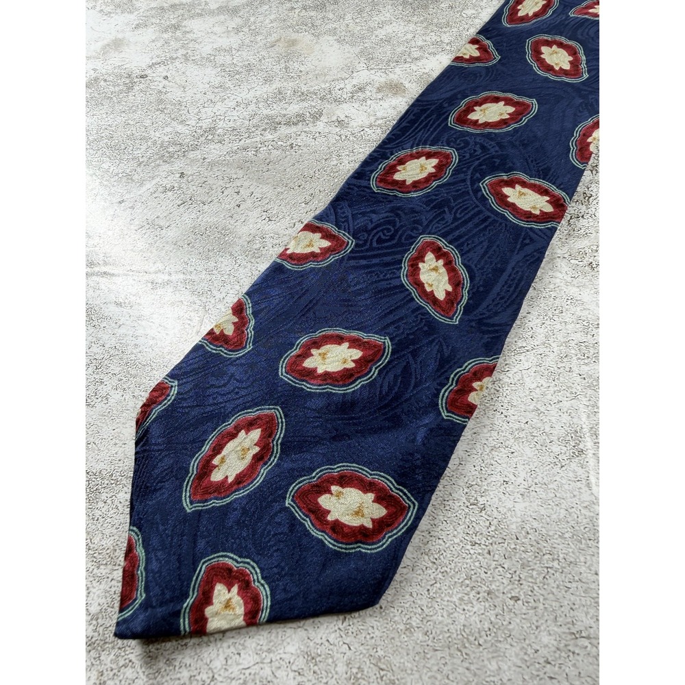 Liberty Of London Tie Mens One Size Blue 100% Silk Pointed Floral Jacquard